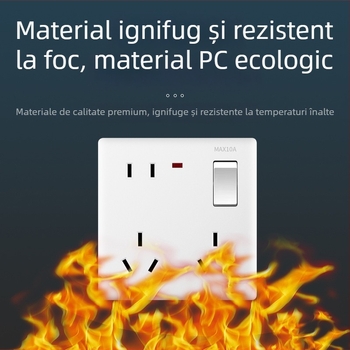 Panou de întrerupător și prize pentru perete, cu un singur întrerupător și opt prize, tip 86, montaj ascuns, alb, nou standard național