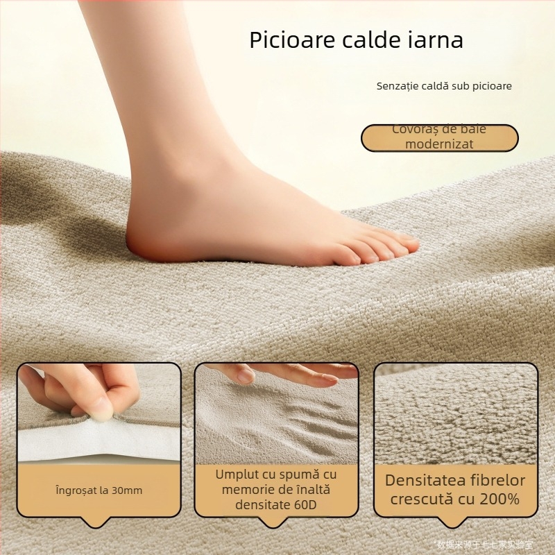 Covoraș pentru baie din poliester, antiderapant, lavabil, uscare rapidă, absorbant.