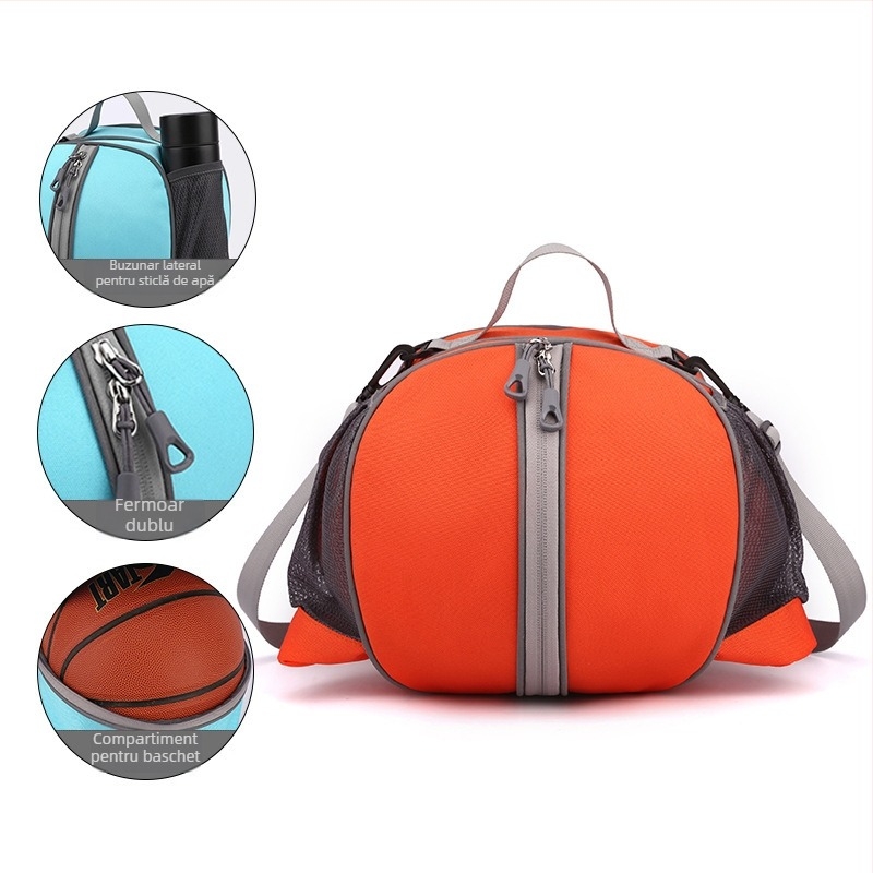 Geantă de baschet cu bretele simple sau duble, rucsac de antrenament sportiv cu curea crossbody și buzunar din plasă pentru depozitare