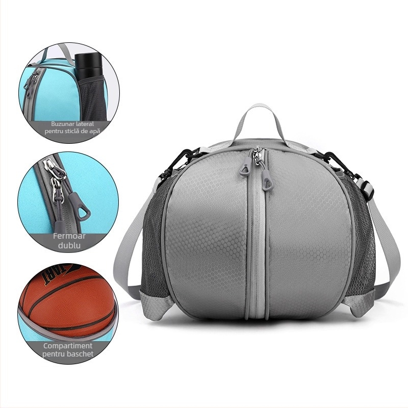 Geantă de baschet cu bretele simple sau duble, rucsac de antrenament sportiv cu curea crossbody și buzunar din plasă pentru depozitare