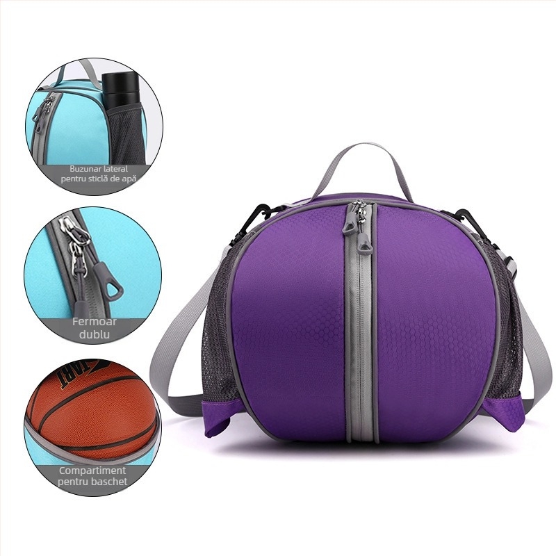 Geantă de baschet cu bretele simple sau duble, rucsac de antrenament sportiv cu curea crossbody și buzunar din plasă pentru depozitare