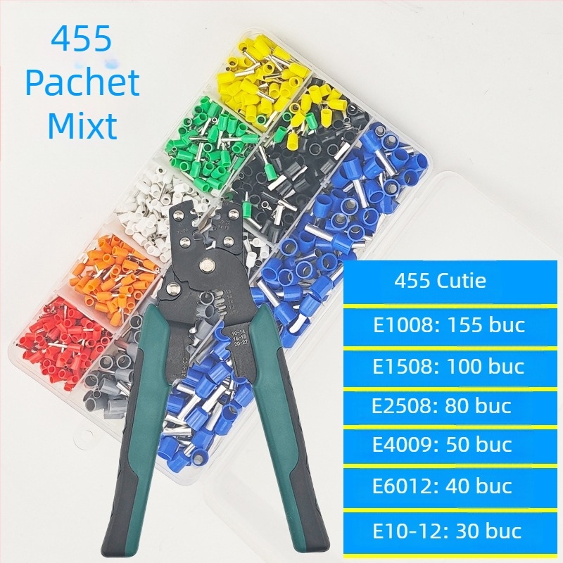 Terminal presat la rece, tip tubular european, set ambalat în cutie, crimp preizolat pentru cabluri