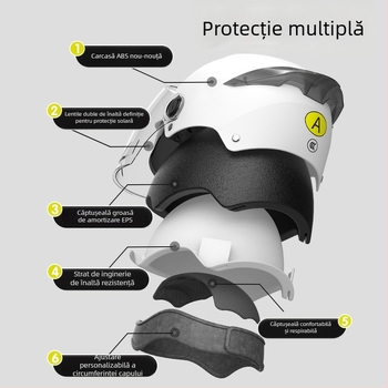 Casca pentru motocicletă electrică, cu standard național 3C, certificat, cu vizieră dublă, pentru femei și bărbați, demi-cască pentru scutere electrice, protecție solară de vară