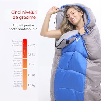 Sac de dormit toamnă–iarna pentru adulți și copii, gros, rezistent la frig și murdărie, portabil pentru camping în aer liber, încălzește atât în interior, cât și în exterior.