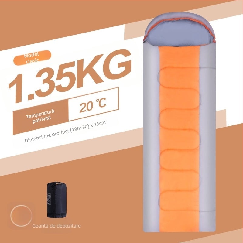 Sac de dormit toamnă–iarna pentru adulți și copii, gros, rezistent la frig și murdărie, portabil pentru camping în aer liber, încălzește atât în interior, cât și în exterior.