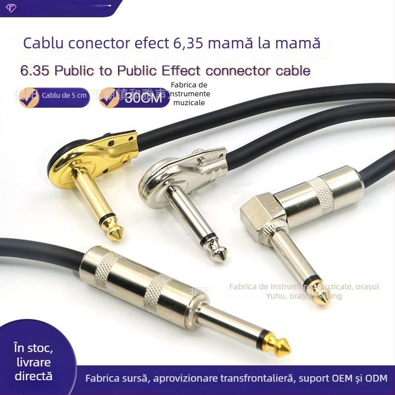 Cablu de efecte pentru chitară, 6,35 mm, cu reducere a zgomotului integrată pentru chitară electrică