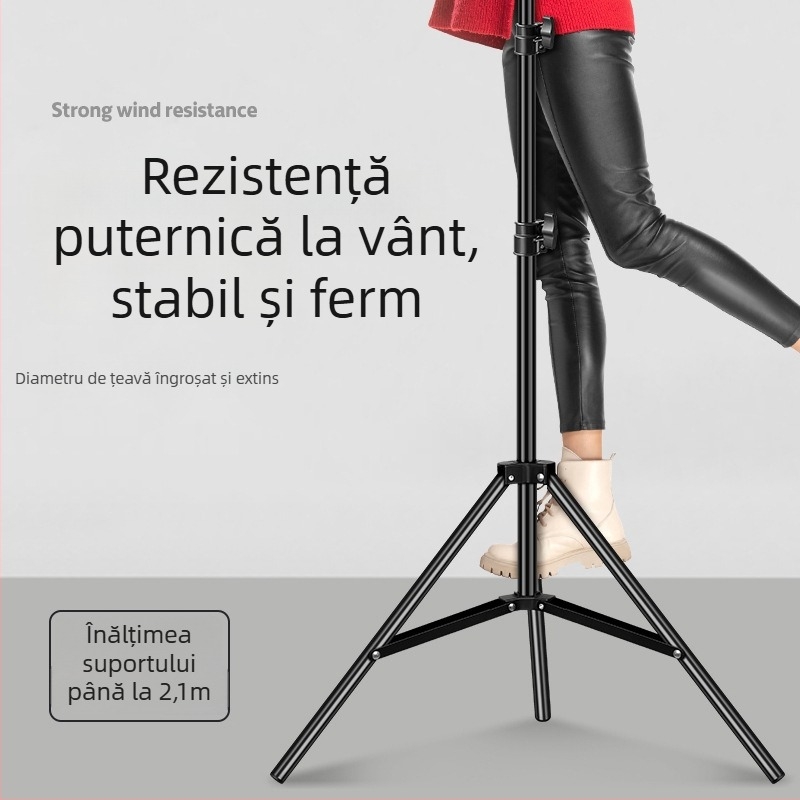 Trepied pentru telefon pentru streaming live, cu bază la podea, telescopic, pliabil, portabil pentru fotografie în aer liber