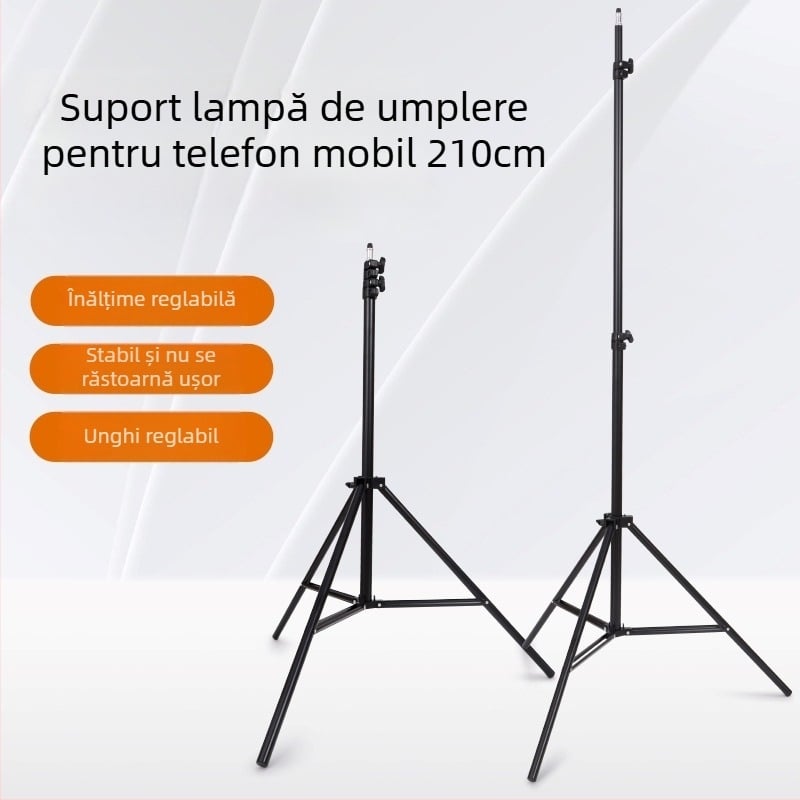 Suport de 2,1 m pentru streaming live și fotografiere cu telefonul, trepied pentru telefon, lumină de fill și suport pentru veioză de podea