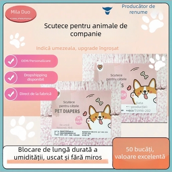 Pantaloni pentru câini în perioada menstruală – femele, talie mică, stil desen animat Milaido