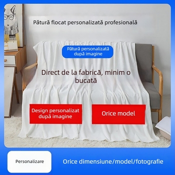 Cuvertură de flanel imprimată digital, poliester, 800–1000 g, premium, stil minimalist modern, potrivită pentru toate sezoanele.