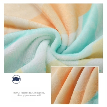 Cuvertură de flanel imprimată digital, poliester, 800–1000 g, premium, stil minimalist modern, potrivită pentru toate sezoanele.