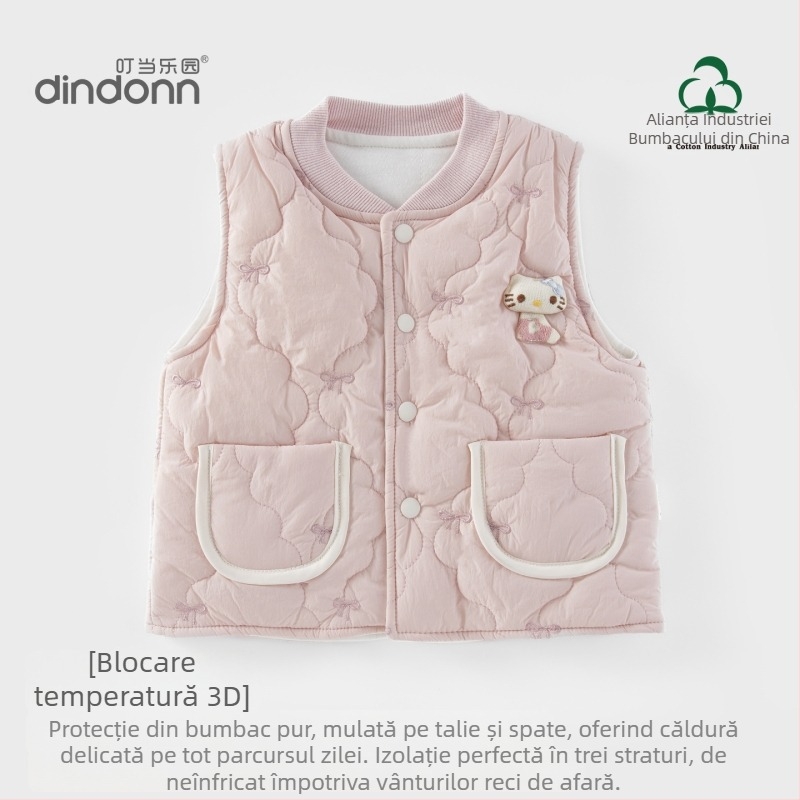 Vesta pentru copii, toamnă-iarna, fără mâneci, căptușită cu vatelă, cardigan exterior, caldă