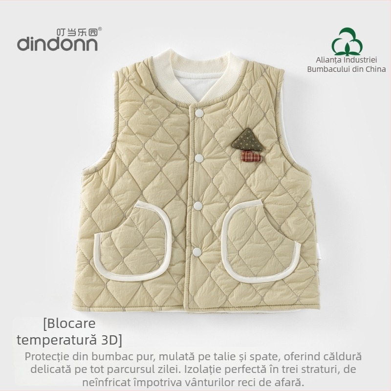 Vesta pentru copii, toamnă-iarna, fără mâneci, căptușită cu vatelă, cardigan exterior, caldă