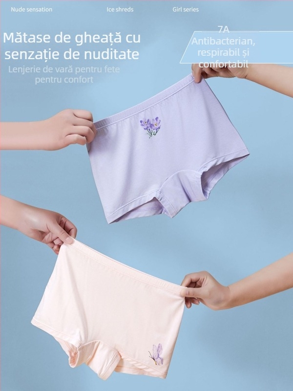 Chiloți antibacteriali pentru fete Class A, boxeri din bumbac subțiri pentru copii 3–8 ani