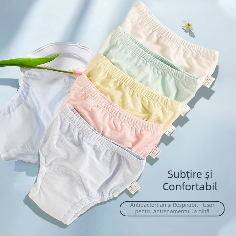 Pantaloni de învățare pentru bebeluși din Ice Silk, Lavabili, Protecție împotriva scurgerilor, Stil de vară, pentru 6–12 luni până la 1–3 ani