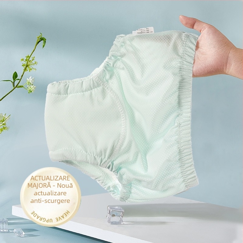 Pantaloni de învățare pentru bebeluși din Ice Silk, Lavabili, Protecție împotriva scurgerilor, Stil de vară, pentru 6–12 luni până la 1–3 ani