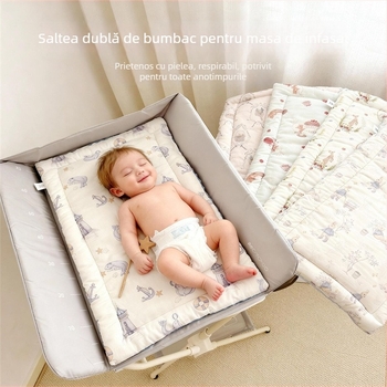 Saltea de schimb pentru bebeluți, din bumbac 100%, umplutură din fibre de mătase, pentru toate anotimpurile, 40x80 cm, cu sprijin pentru coloană