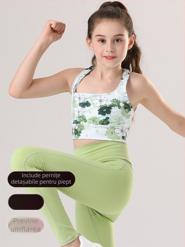 MANCIYOGA set de yoga pentru fete, imprimare digitală, top fără mâneci cu bretele și pantaloni pentru fitness și dans