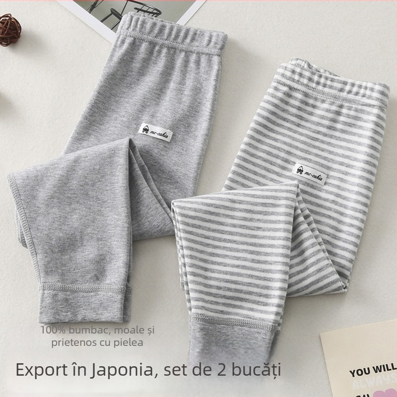 Pantaloni lungi din bumbac, în stil japonez, unisex, talie medie, pentru copii 3–8 ani