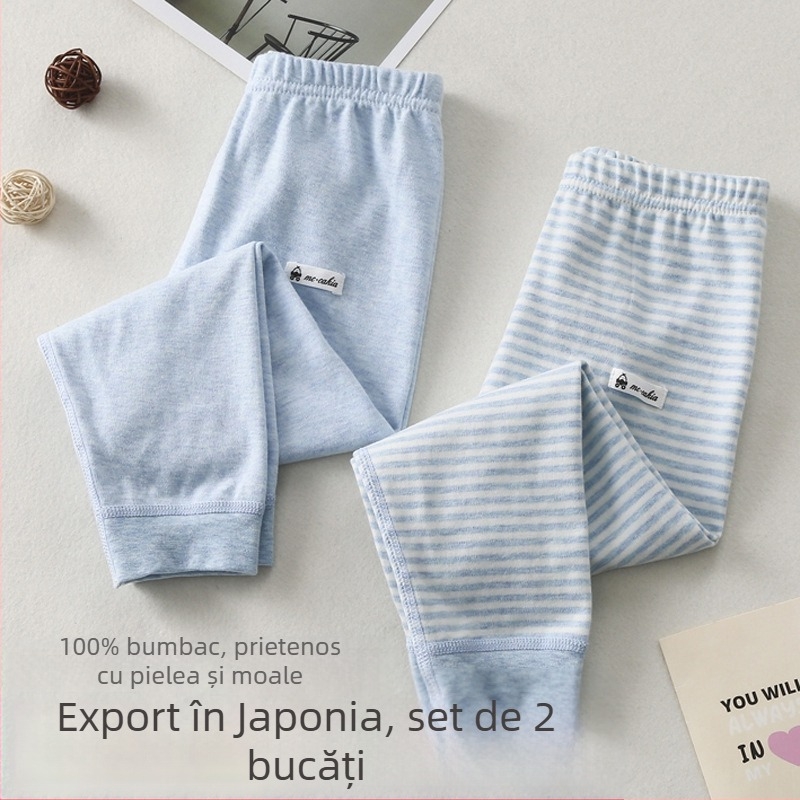 Pantaloni lungi din bumbac, în stil japonez, unisex, talie medie, pentru copii 3–8 ani