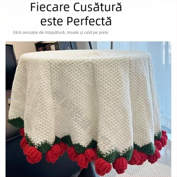 Cuvertură tricotată manual cu buchet de trandafiri, motive florale — pătură de odihnă, cadou pentru cele mai bune prietene