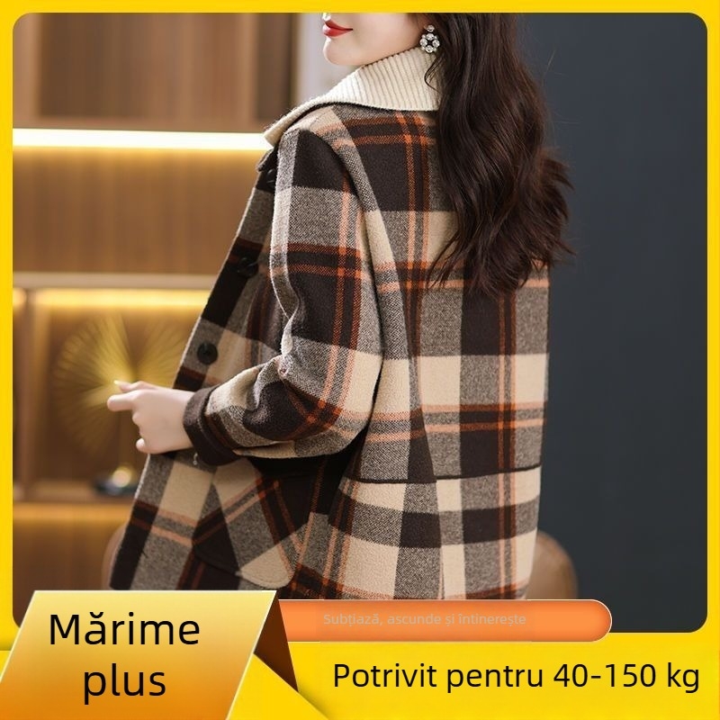 Cardigan gros tricotat, plus size, cu rever, top de iarnă elegant