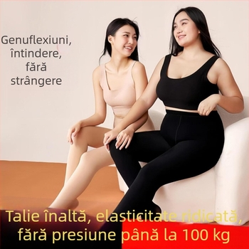 Colanți nude cu căptușeală din fleece, mărime plus, pentru primăvară, toamnă și iarnă