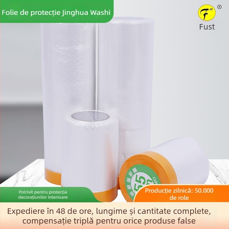 Folie de mască transparentă pentru vopsire — folie de protecție pentru mobilier și pereți, de unică folosință, protecție împotriva prafului