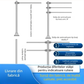 Semn rutier din aluminiu pentru autostradă, cu stâlp unic și braț consolă