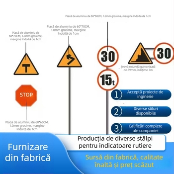 Semn rutier din aluminiu pentru autostradă, cu stâlp unic și braț consolă