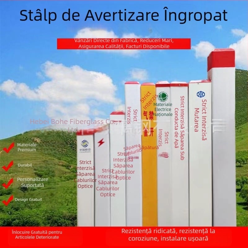 Tablă FRP de avertizare pentru cabluri electrice subterane și conducte de gaz – Pescuitul este interzis
