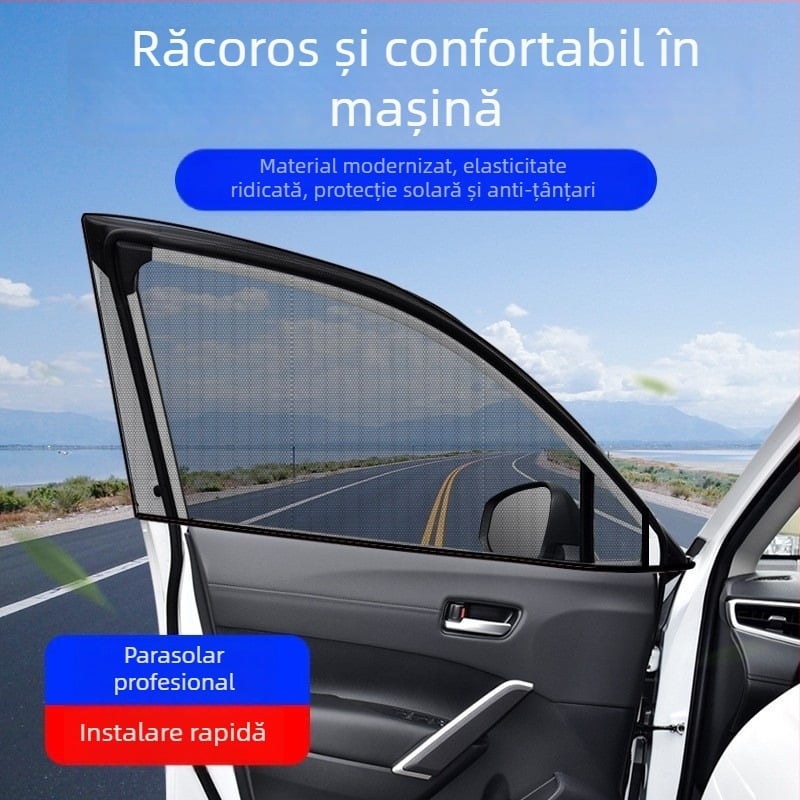 Cortină parasolar auto cu protecție anti-țânțari, izolație termică și intimitate pentru ferestrele automobilului