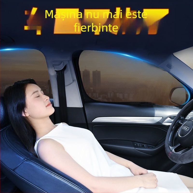 Cortină parasolar auto cu protecție anti-țânțari, izolație termică și intimitate pentru ferestrele automobilului