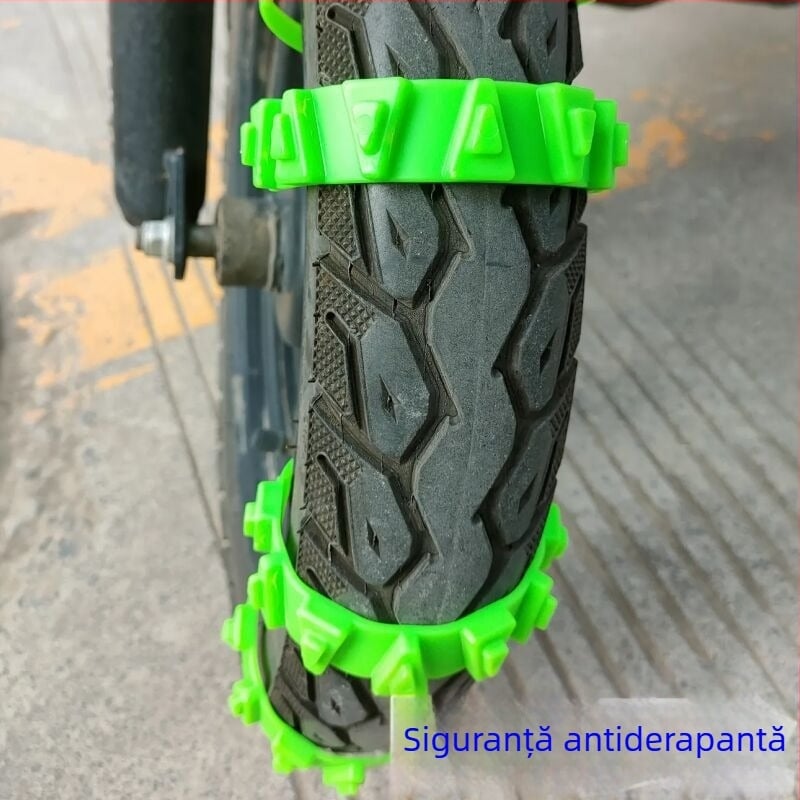 Lanț antialunecare din cauciuc pentru vehicule electrice – zăpadă de iarnă, instalare ușoară, durabil, pentru biciclete și motociclete