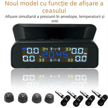 T12 Sistem fără fir de monitorizare a presiunii pneurilor, alimentat cu energie solară, cu voce încorporată