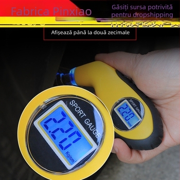 Manometru pentru presiunea pneurilor auto, cu afișaj LCD digital și iluminare LED, precizie înaltă