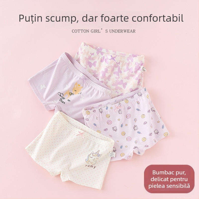 Chiloți pentru copii din bumbac 100%, bumbac tip A, pentru fete între 6 și 12 ani, șorturi boxeri subțiri de vară, care nu strâng zona feselor