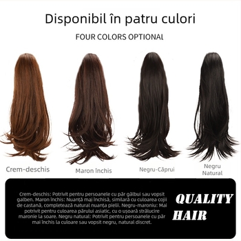 Perucă cu coadă prinsă cu clips, cu răsucire în exterior și micro bucle în stil coreean, look modern