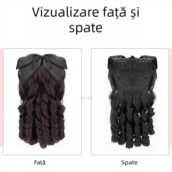 Perucă cu bucle romane și coadă de cal cu fundă — stil prințesă, păr din fir rezistent la temperaturi, inspirație qipao