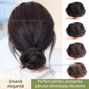 Inel pentru coc din păr real pentru femei, aspect natural, voluminos, accesoriu pentru coc sau coadă