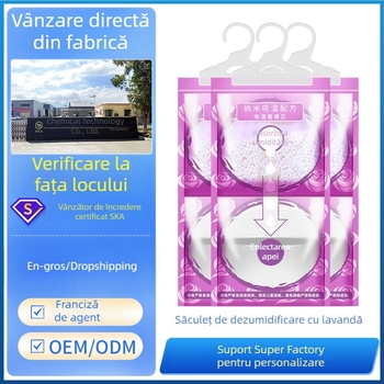 Desicant pentru garderobă cu parfum de lavandă, 230 g, pentru agățat, absorbție rapidă a umezelii
