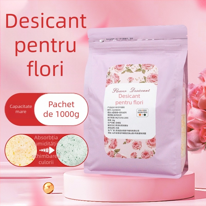 Desicant pentru flori uscate, în pachet, 1 kg, silică gel cu schimbare de culoare portocaliu-alb, mușețel și trandafiri pentru mostre DIY