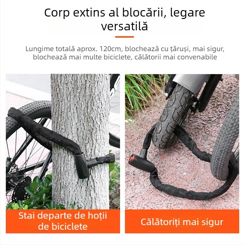Lacăt cu cablu metalic pentru biciclete de munte, biciclete electrice și motociclete