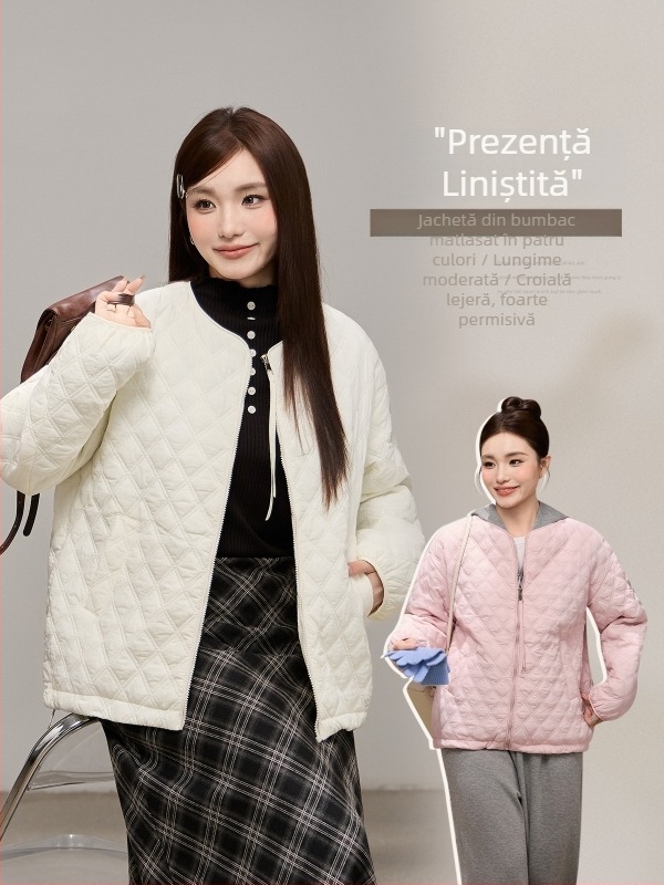Stil coreean, jachetă de iarnă din bumbac căptușită, pentru femei plus size, croială lejeră, caldă 66097