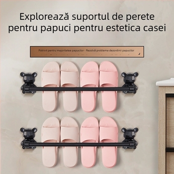 Raft din oțel inoxidabil, montat pe perete, pentru papuci și prosoape, bară multifuncțională pentru baie