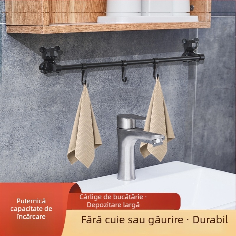 Raft din oțel inoxidabil, montat pe perete, pentru papuci și prosoape, bară multifuncțională pentru baie