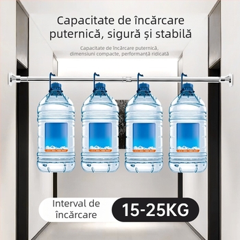 Bară telescopică din oțel inoxidabil cu bază îmbunătățită pentru agățarea perdelelor de duș, perdelelor de ușă, bare de garderobă și uscarea hainelor