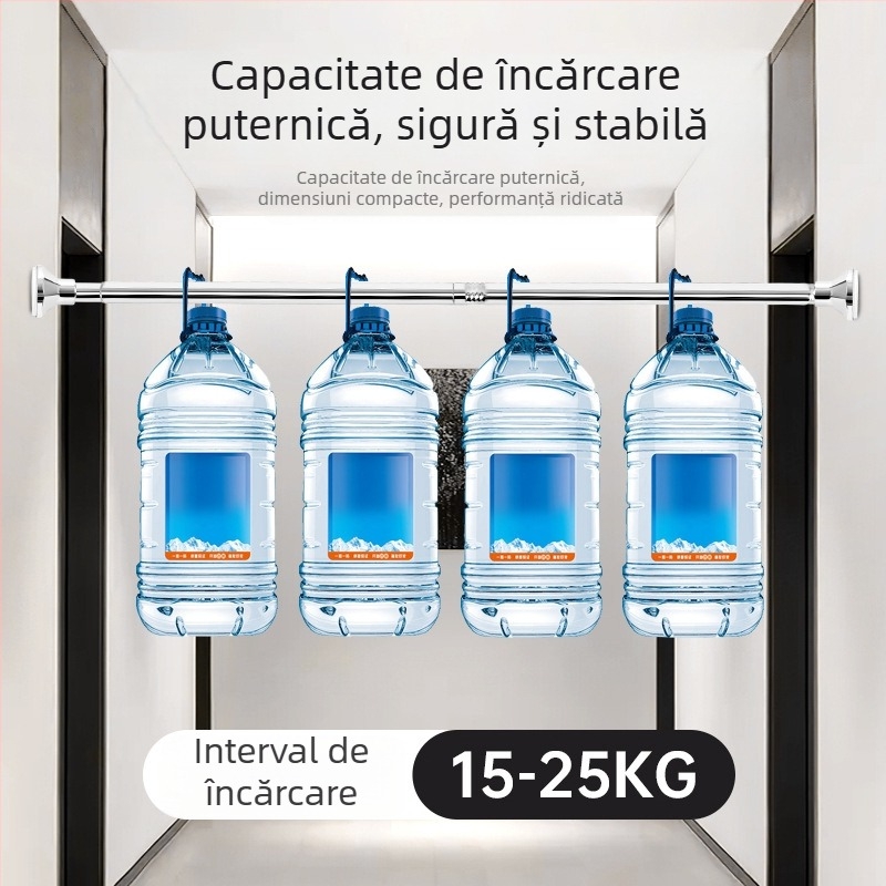 Bară telescopică din oțel inoxidabil cu bază îmbunătățită pentru agățarea perdelelor de duș, perdelelor de ușă, bare de garderobă și uscarea hainelor