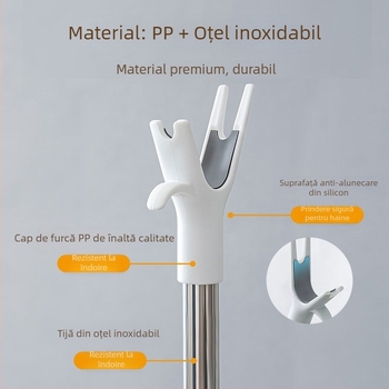 Coloană extensibilă pentru uscat haine, cu capăt în formă de furcă