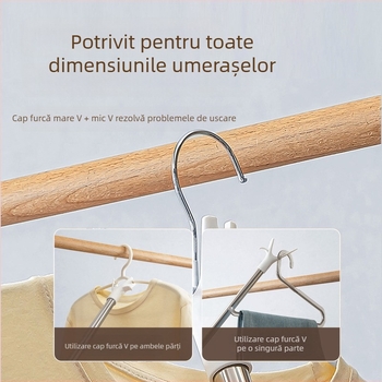 Coloană extensibilă pentru uscat haine, cu capăt în formă de furcă
